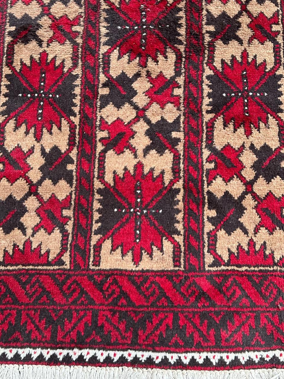 Pretty vintage Turkmen Baluch rug with beautiful tribal design and nice colours, entirely hand knotted with wool on wool foundation 

✨✨✨
