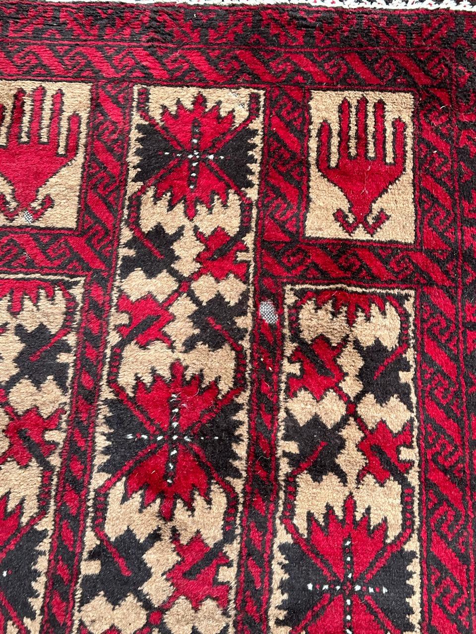 Hand-Knotted Bobyrug’s nice vintage Turkmen Baluch rug  For Sale