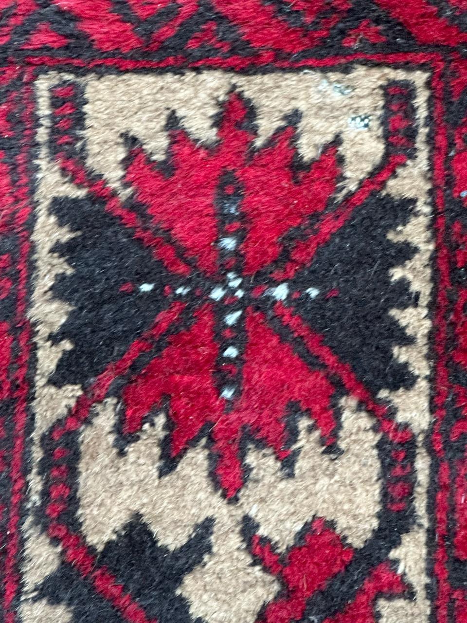 Wool Bobyrug’s nice vintage Turkmen Baluch rug  For Sale
