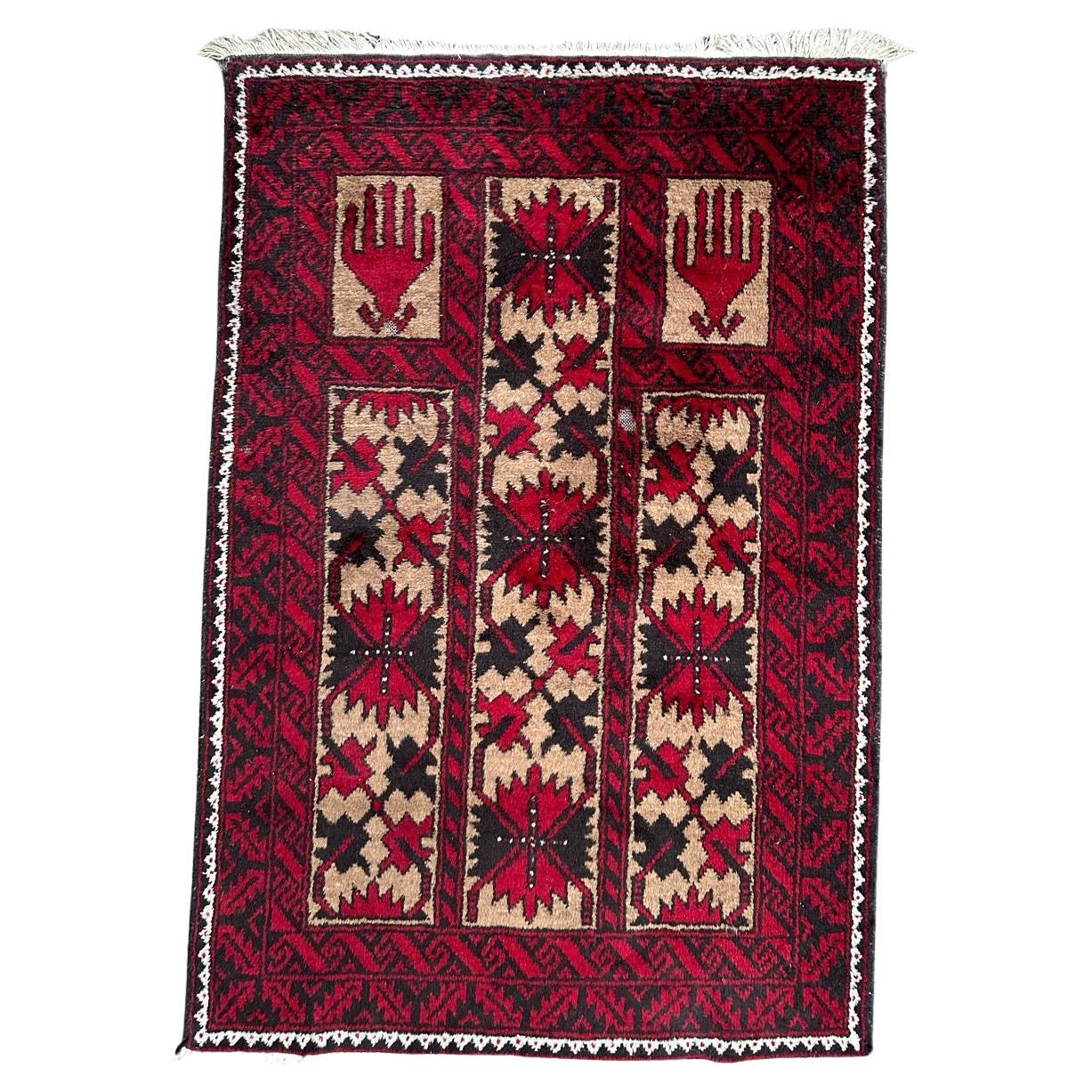 Bobyrug’s nice vintage Turkmen Baluch rug  For Sale