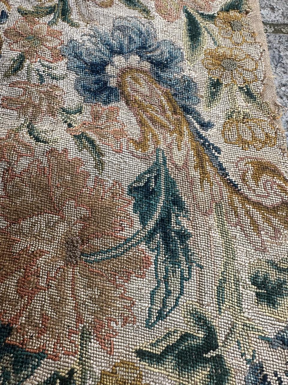 Bobyrug’s pretty 18th century French needlepoint fragment For Sale 5