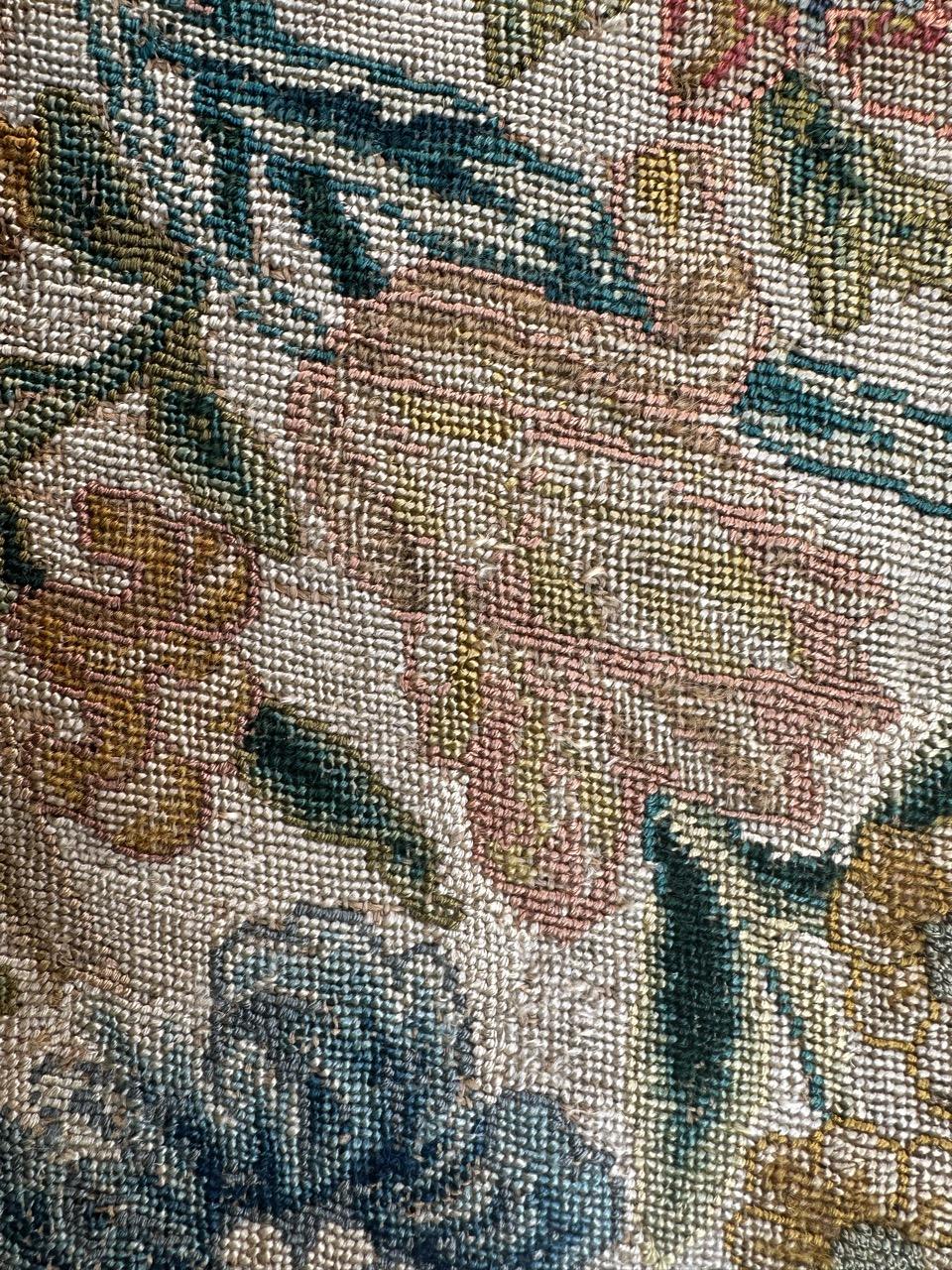 18th Century and Earlier Bobyrug’s pretty 18th century French needlepoint fragment For Sale