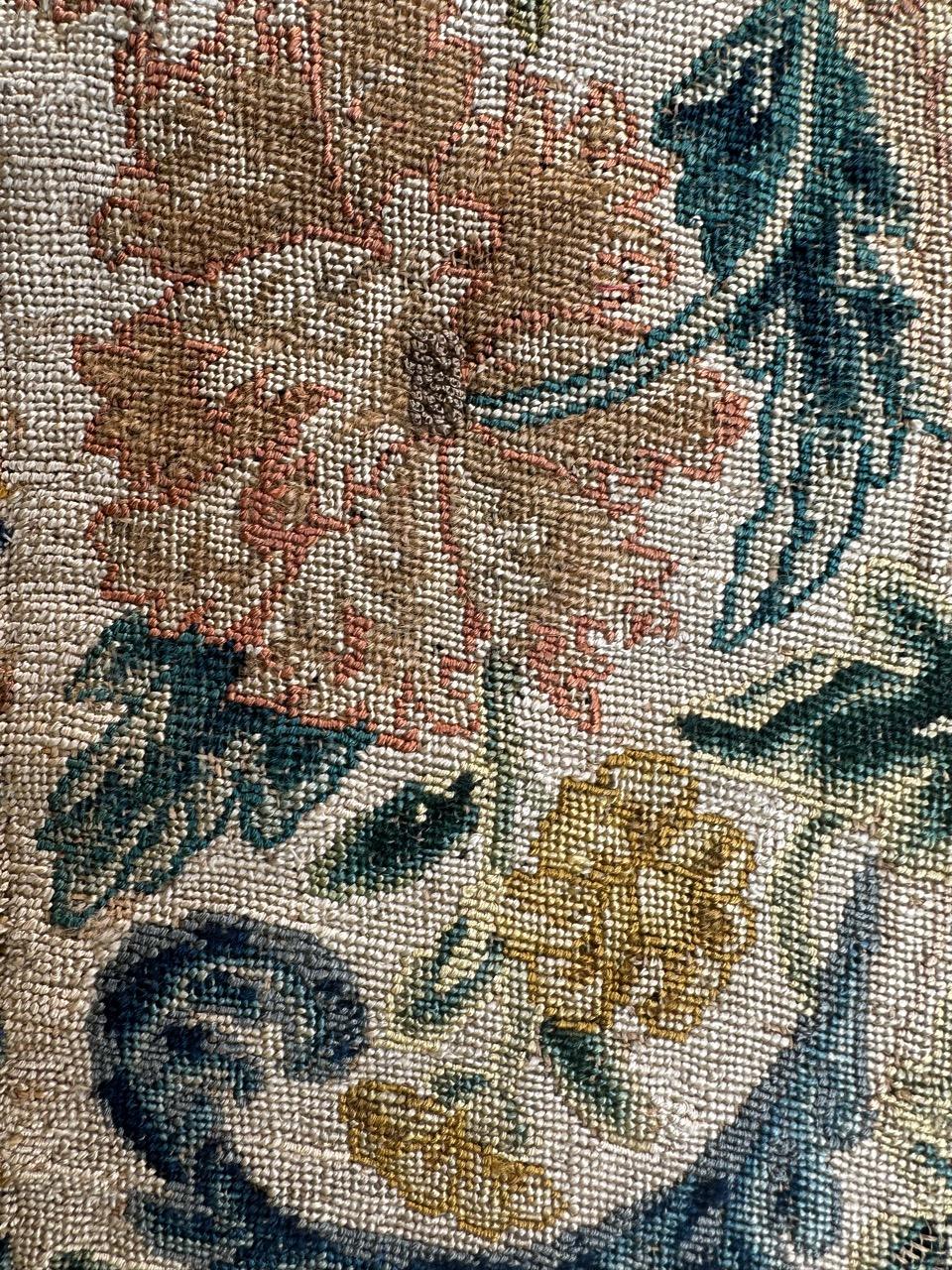 Silk Bobyrug’s pretty 18th century French needlepoint fragment For Sale