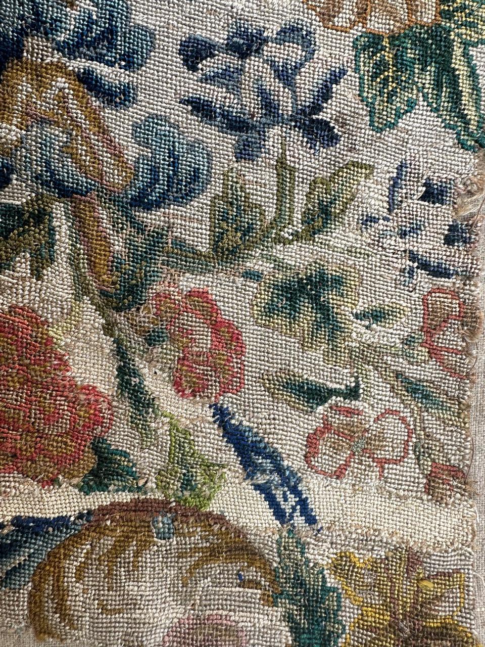 Bobyrug’s pretty 18th century French needlepoint fragment For Sale 2