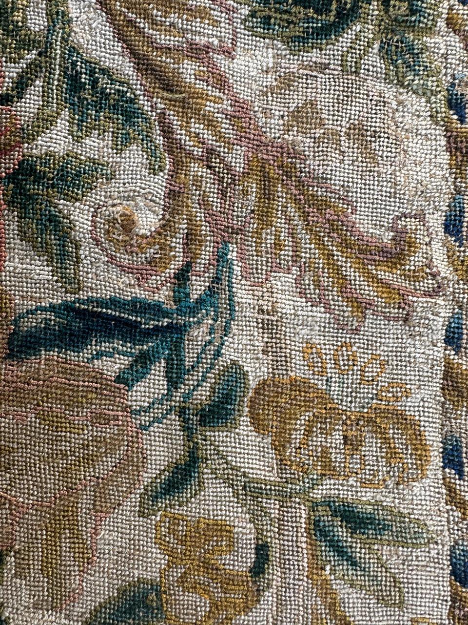 Bobyrug’s pretty 18th century French needlepoint fragment For Sale 2
