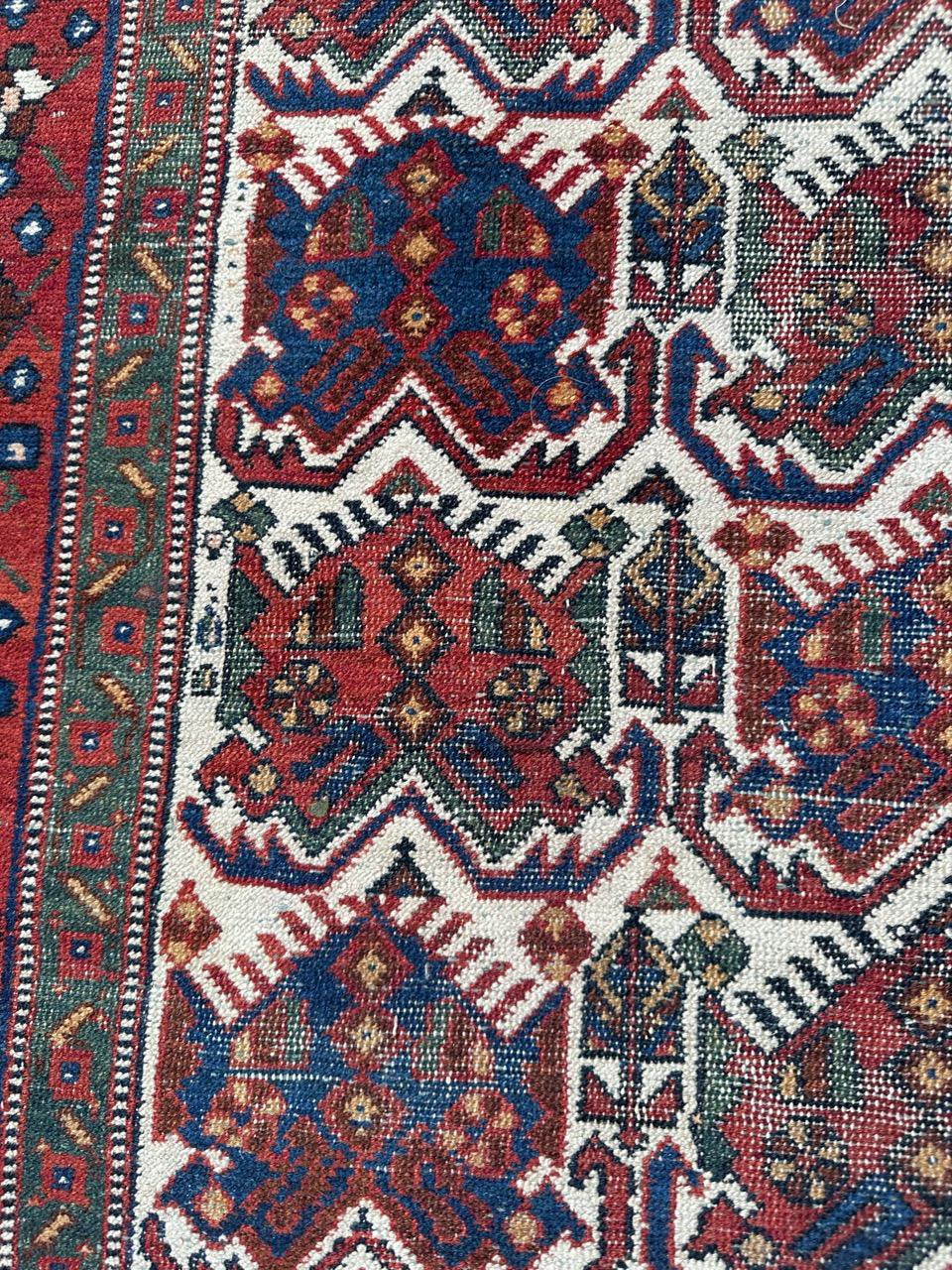 Bobyrug’s pretty antique distressed Afshar rug  For Sale 2