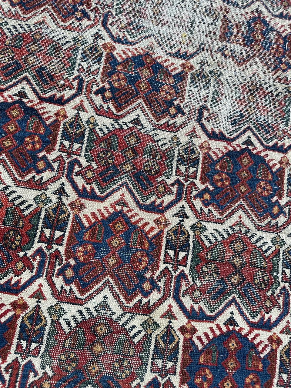 Bobyrug’s pretty antique distressed Afshar rug  For Sale 6