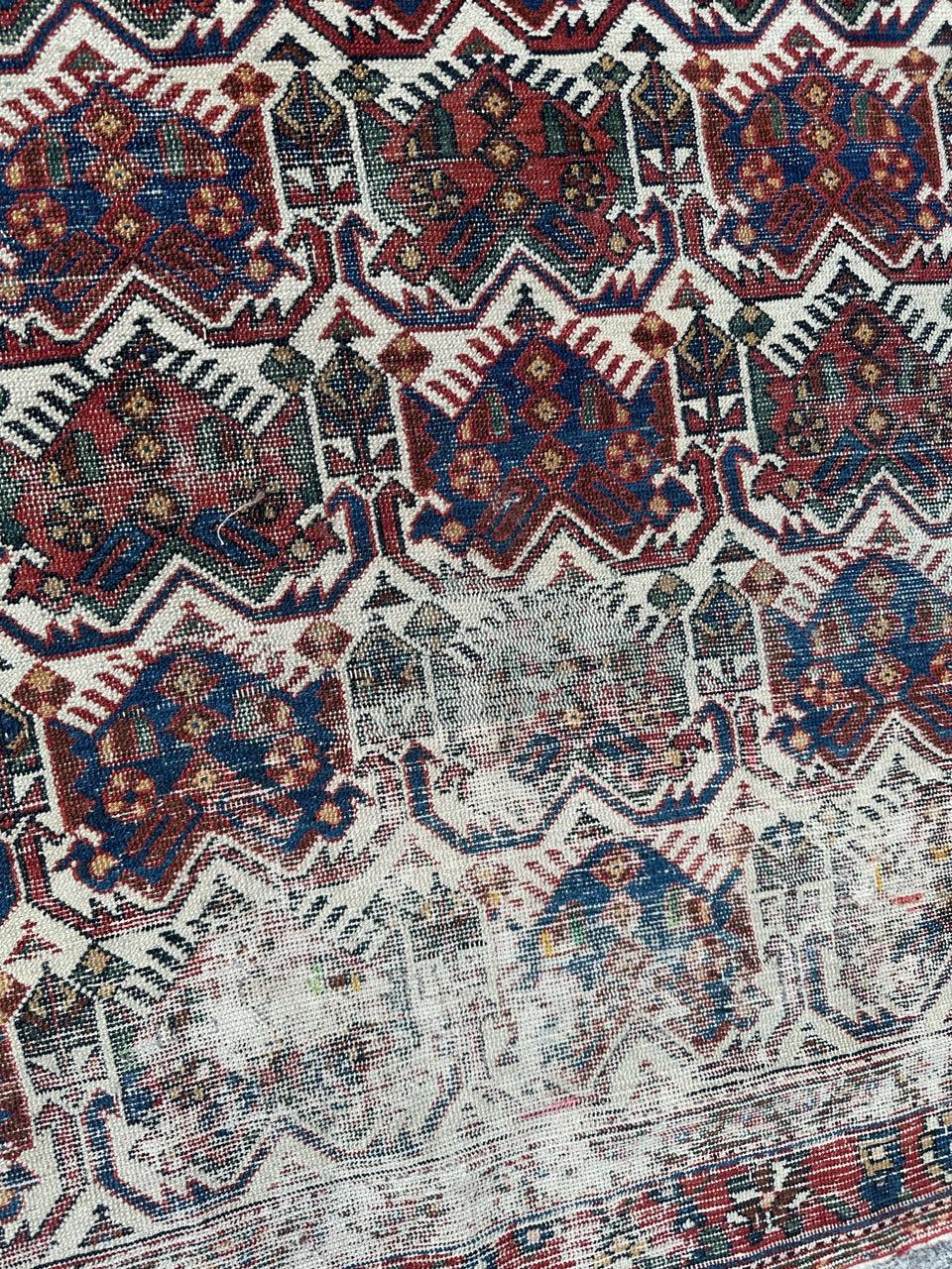 Bobyrug’s pretty antique distressed Afshar rug  For Sale 7