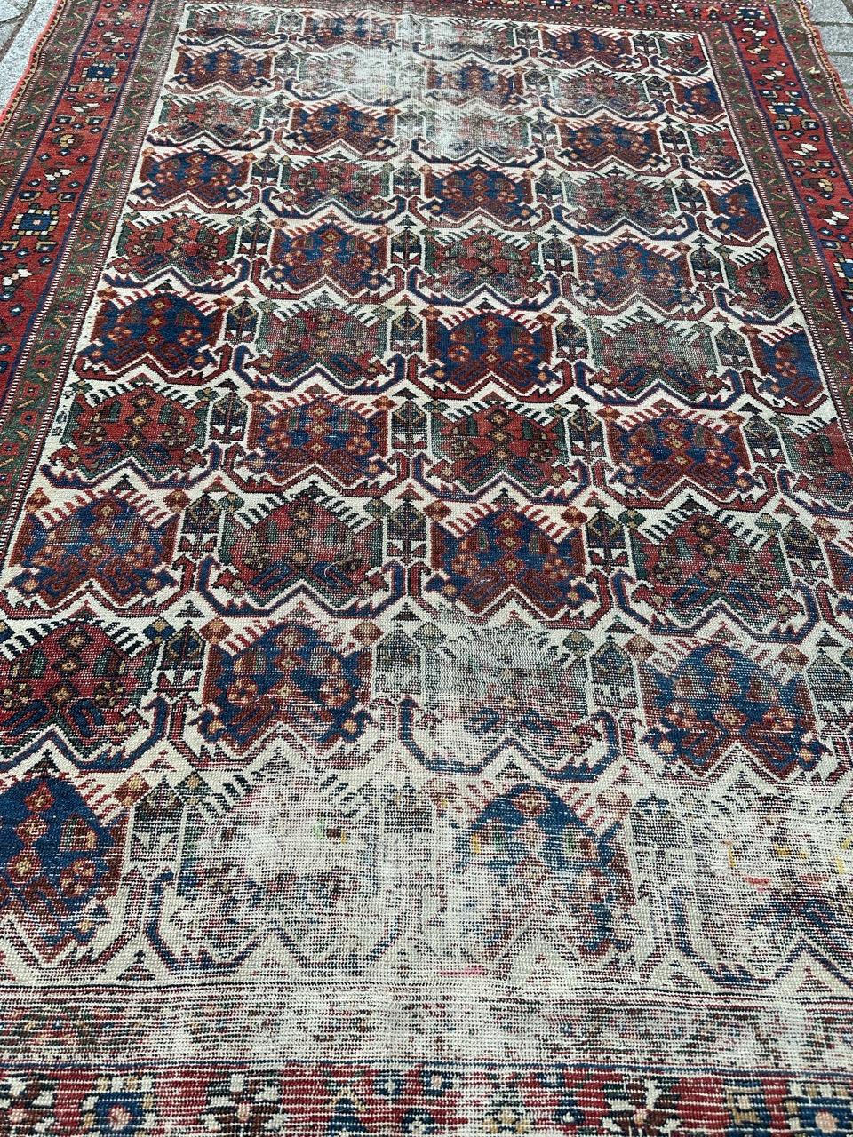 Bobyrug’s pretty antique distressed Afshar rug  For Sale 8