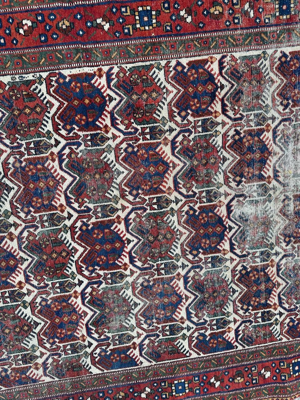 Bobyrug’s pretty antique distressed Afshar rug  For Sale 11