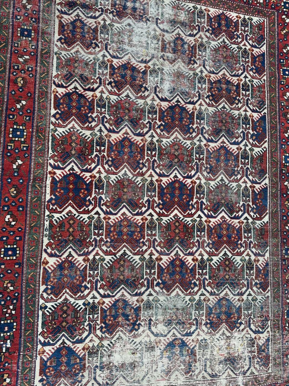 Bobyrug’s pretty antique distressed Afshar rug  For Sale 1