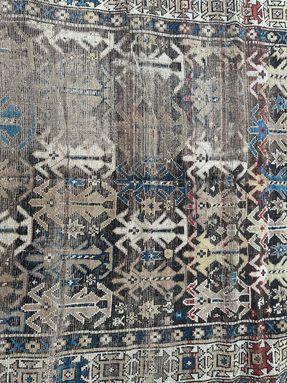 Bobyrug’s pretty antique distressed Caucasian shirvan rug For Sale 3