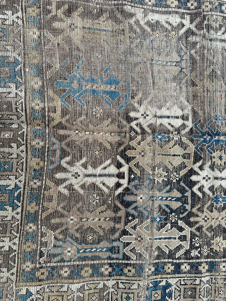 Bobyrug’s pretty antique distressed Caucasian shirvan rug For Sale 4