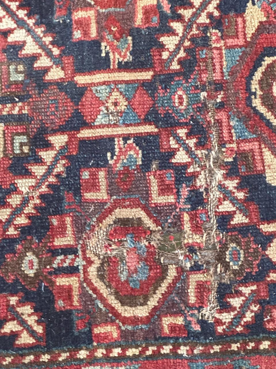 Nice antique north western rug fragment with beautiful tribal design and nice natural colours with red, yellow, sky blue and navy blue, entirely hand knotted with wool on wool foundation. Loses at the edges and damages. 

✨✨✨
