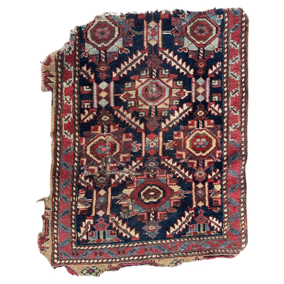 Bobyrug’s pretty antique distressed collectible north western rug fragment  For Sale