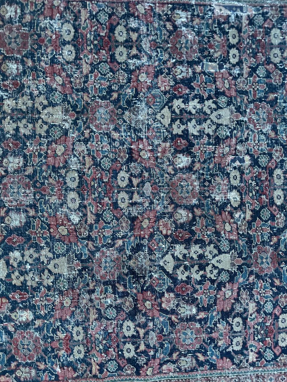 Bobyrug’s pretty antique distressed fine Farahan rug  For Sale 2
