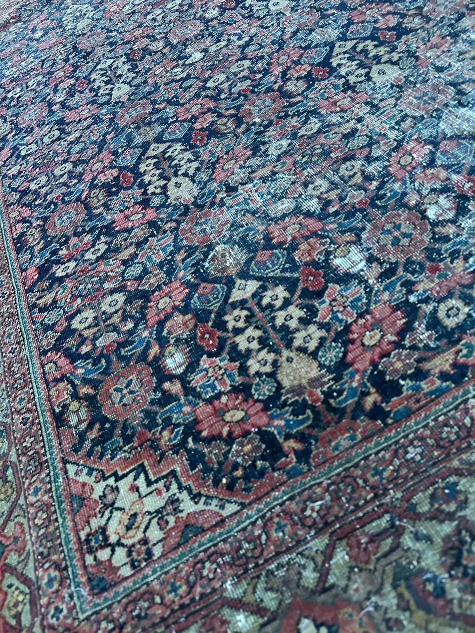 Bobyrug’s pretty antique distressed fine Farahan rug  For Sale 4