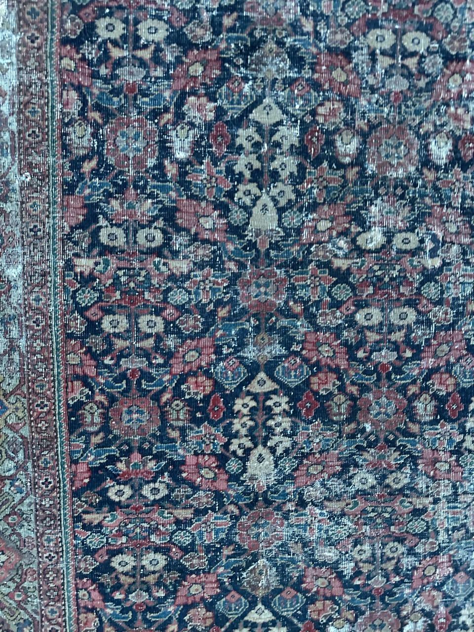 Bobyrug’s pretty antique distressed fine Farahan rug  For Sale 7