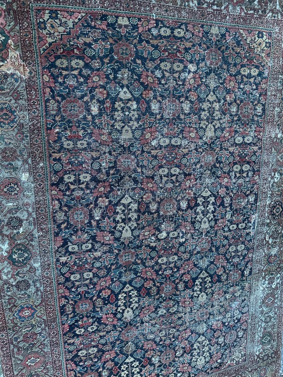 Bobyrug’s pretty antique distressed fine Farahan rug  For Sale 8