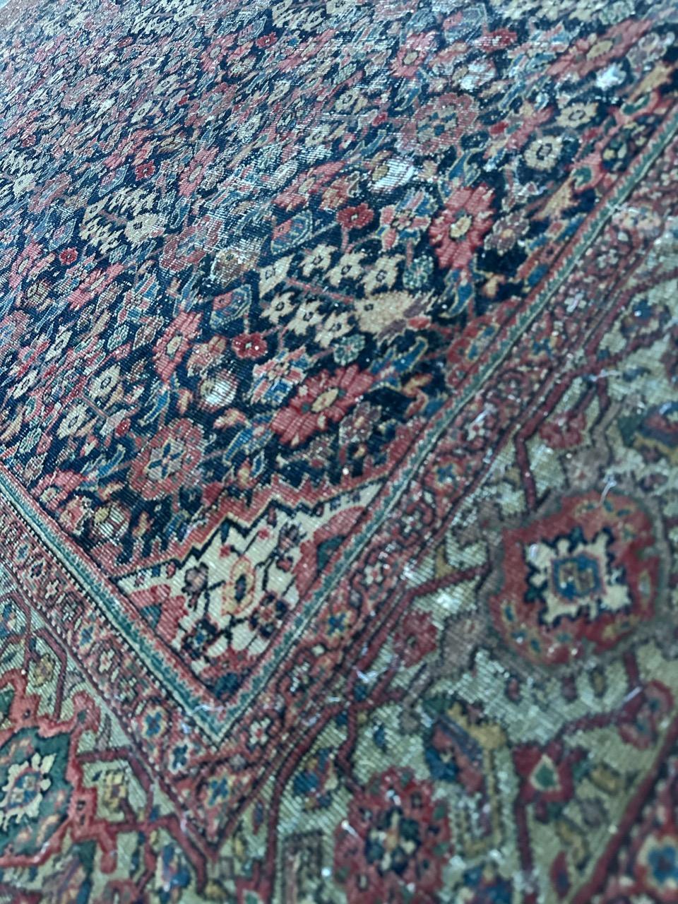 Bobyrug’s pretty antique distressed fine Farahan rug  For Sale 9