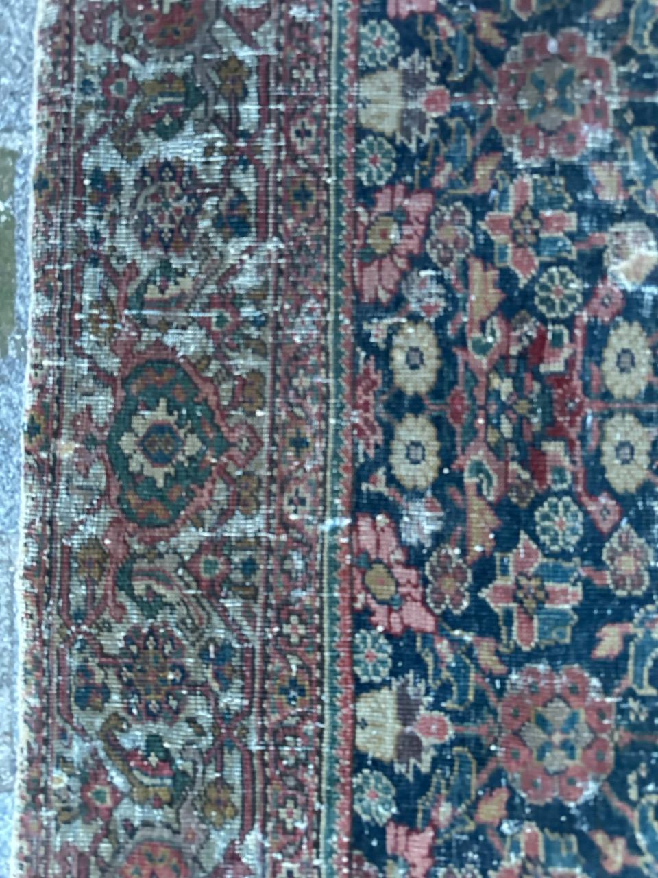 19th Century Bobyrug’s pretty antique distressed fine Farahan rug  For Sale