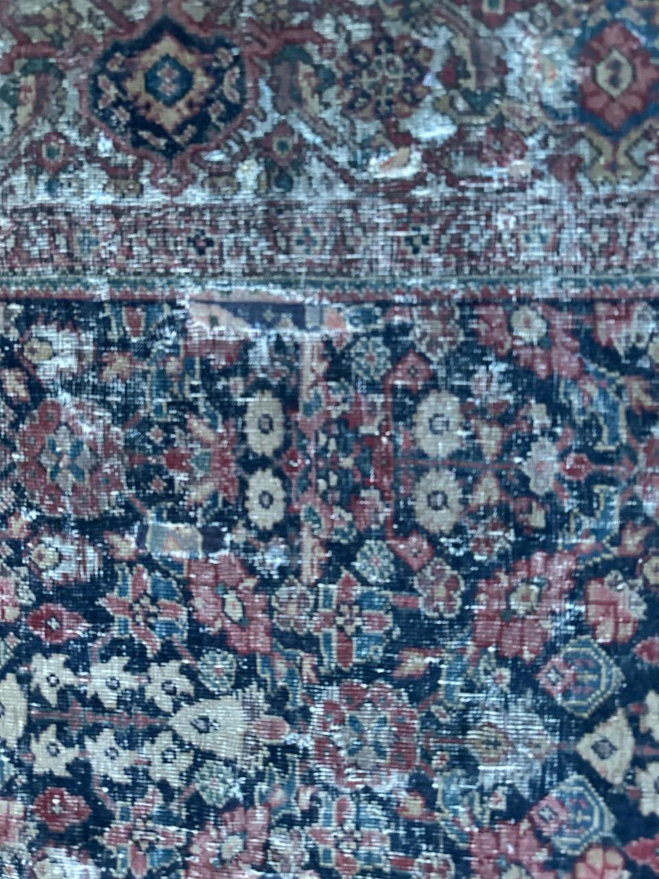 Bobyrug’s pretty antique distressed fine Farahan rug  For Sale 1