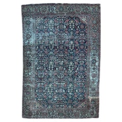 Bobyrug’s pretty Antique distressed fine Farahan rug 