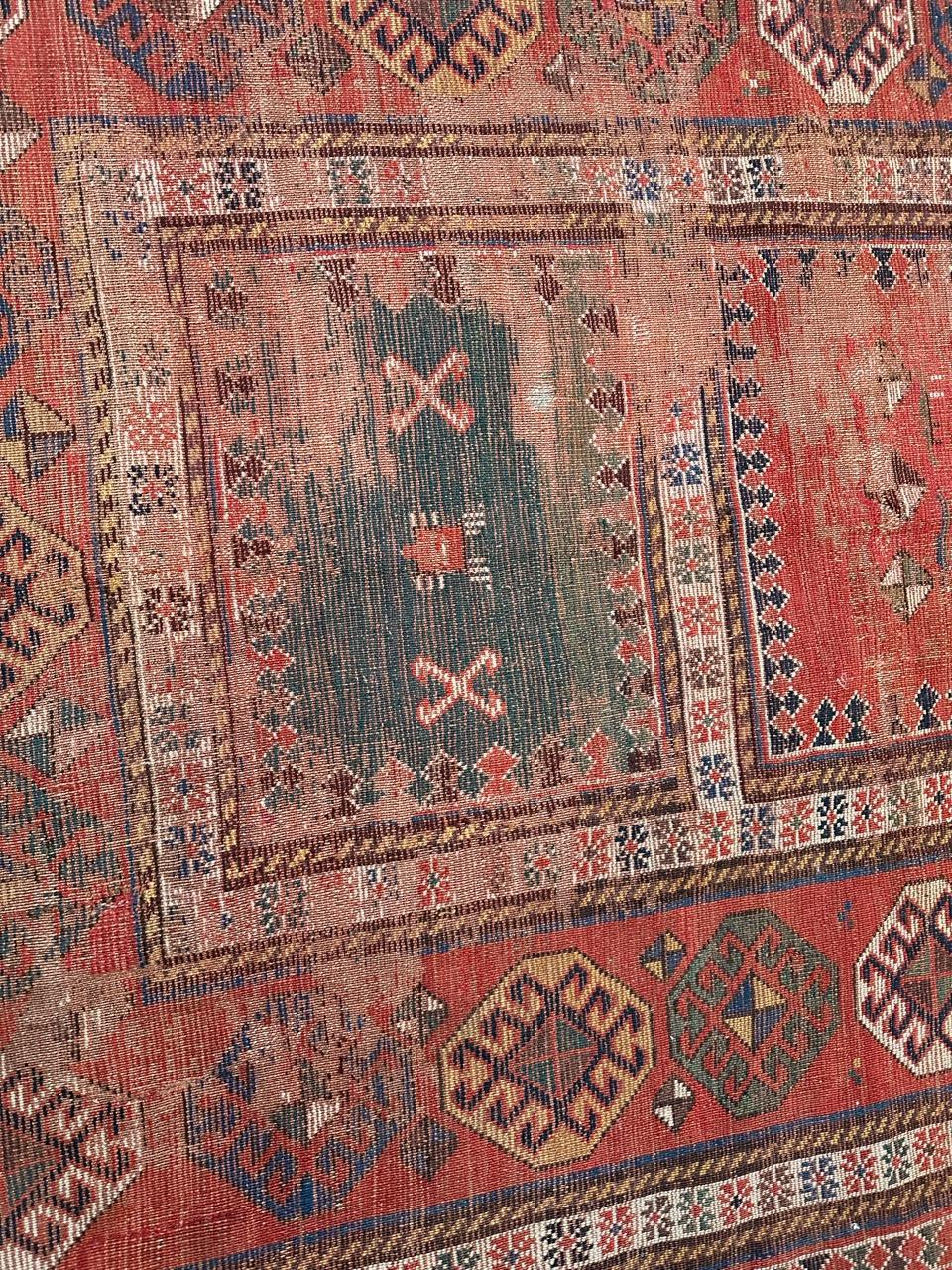 Bobyrug’s pretty antique distressed Kazak rug For Sale 11