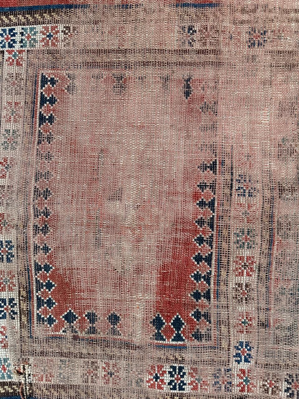 Bobyrug’s pretty antique distressed Kazak rug For Sale 1