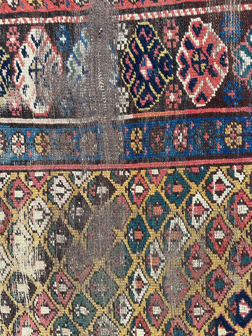 Bobyrug’s pretty antique distressed Kurdish rug  For Sale 4