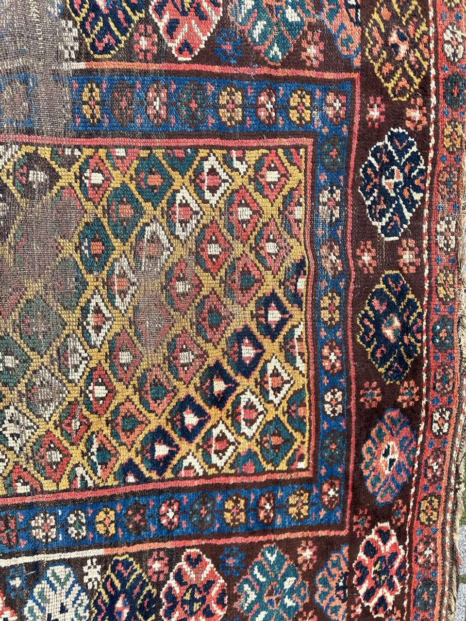 Bobyrug’s pretty antique distressed Kurdish rug  For Sale 5