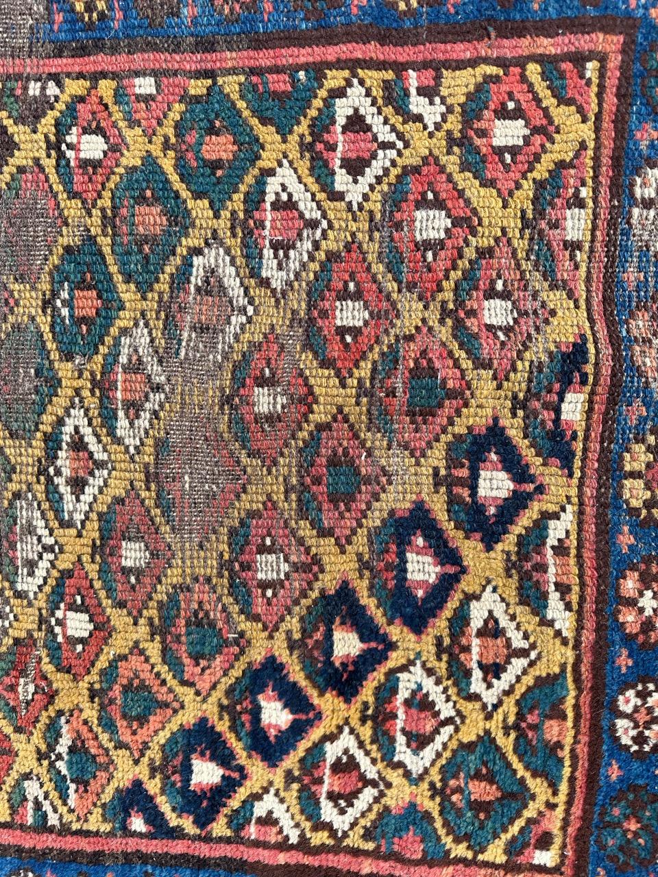 Bobyrug’s pretty antique distressed Kurdish rug  For Sale 7