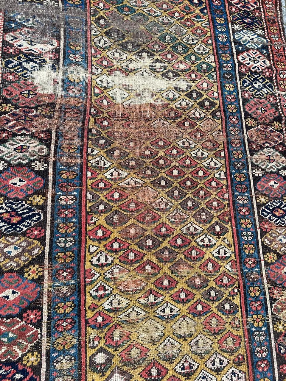 Bobyrug’s pretty antique distressed Kurdish rug  For Sale 9