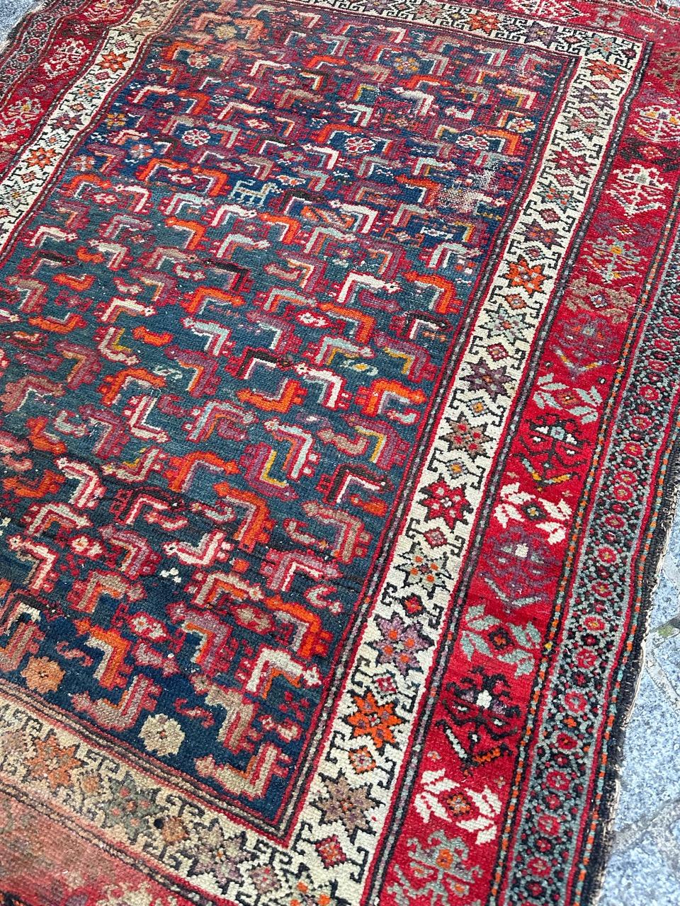 Bobyrug’s pretty antique distressed malayer rug For Sale 3