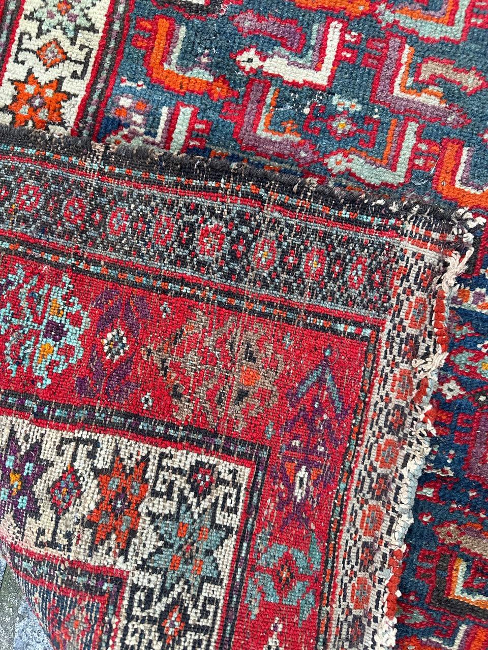 Bobyrug’s pretty antique distressed malayer rug For Sale 7