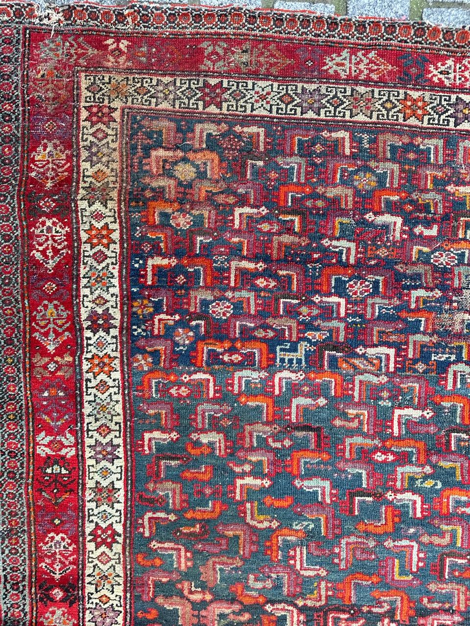 Malayer Bobyrug’s pretty antique distressed malayer rug For Sale