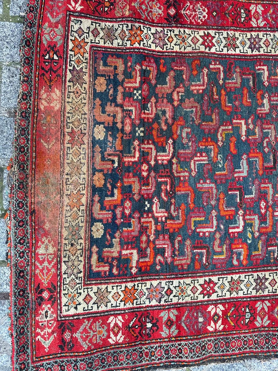 Hand-Knotted Bobyrug’s pretty antique distressed malayer rug For Sale