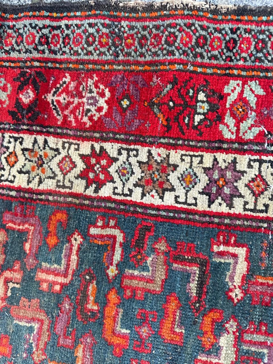 Bobyrug’s pretty antique distressed malayer rug For Sale 1