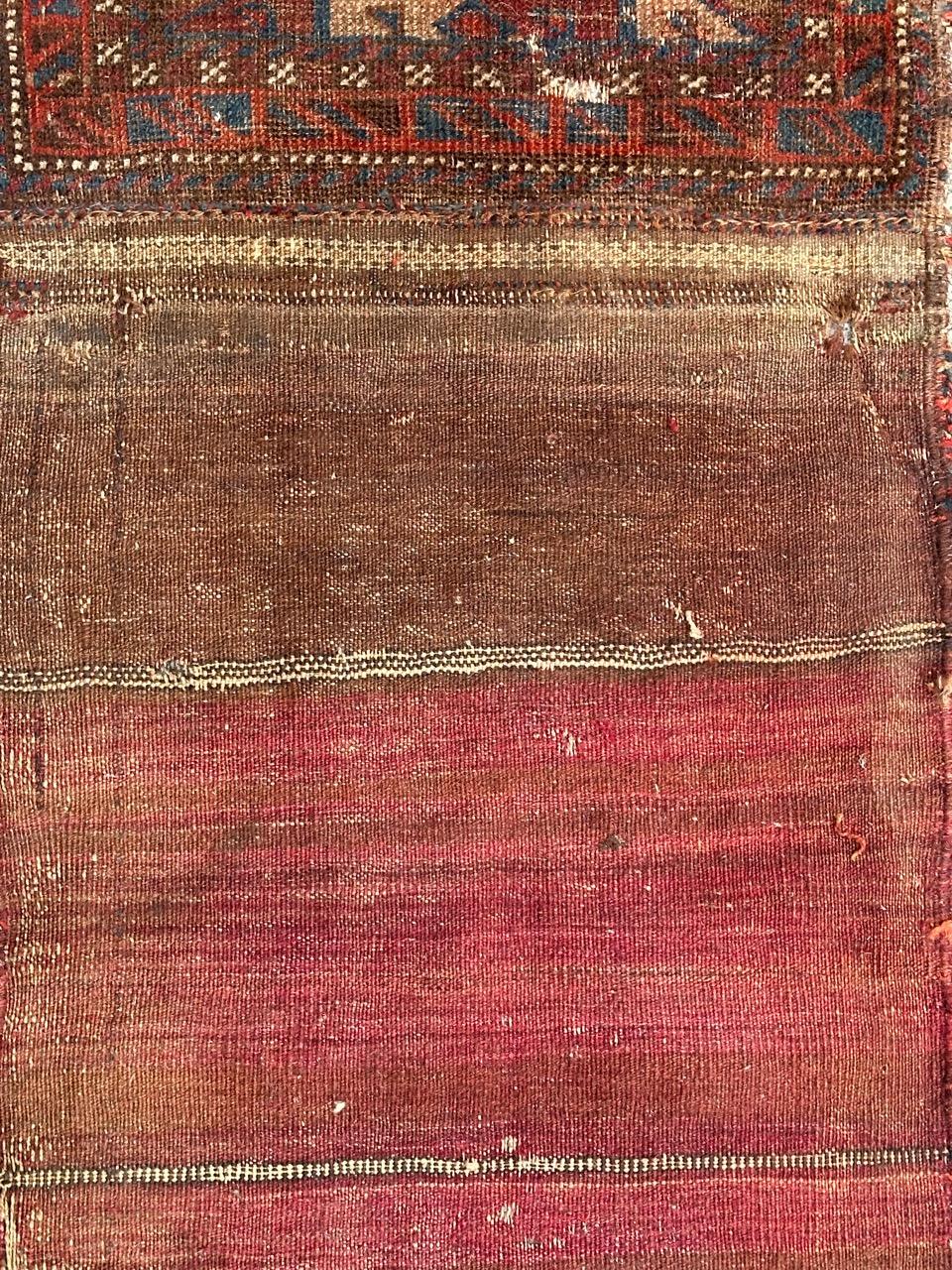 Bobyrug’s pretty antique distressed tribal Turkmen bag face rug  For Sale 7