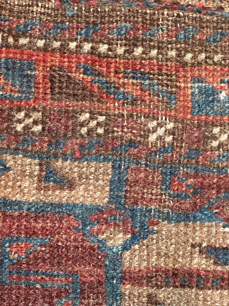 Bobyrug’s pretty antique distressed tribal Turkmen bag face rug  For Sale 11