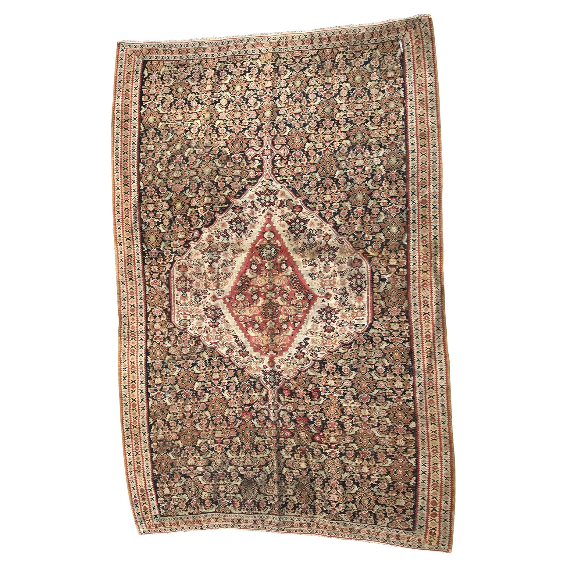 Bobyrug's Pretty Antique Fine Senneh Kilim