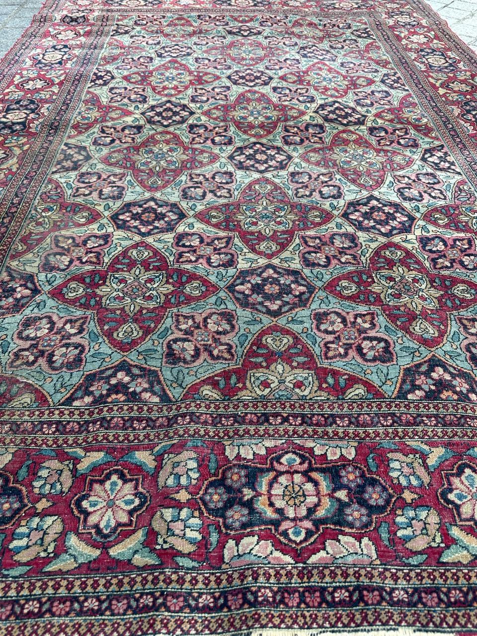 Bobyrug’s pretty antique fine Tehran rug  For Sale 11
