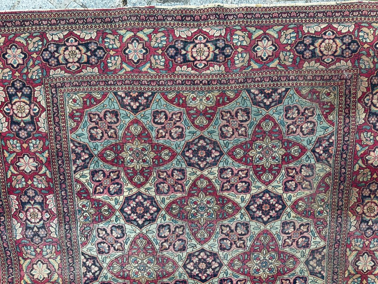 Asian Bobyrug’s pretty antique fine Tehran rug  For Sale