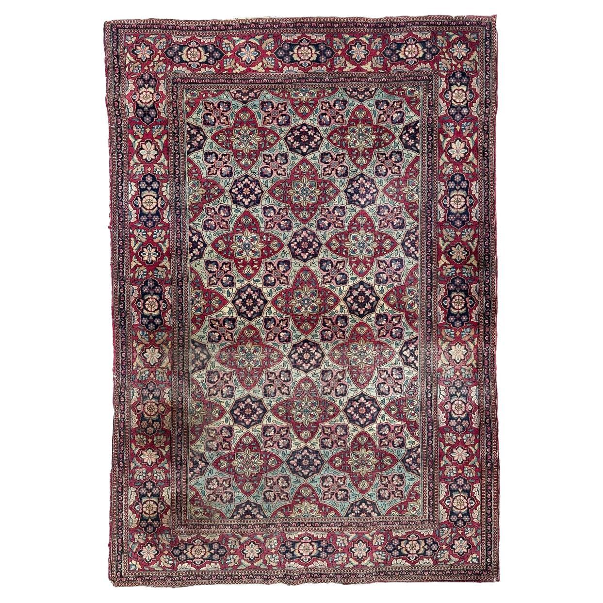 Bobyrug’s pretty antique fine Tehran rug  For Sale