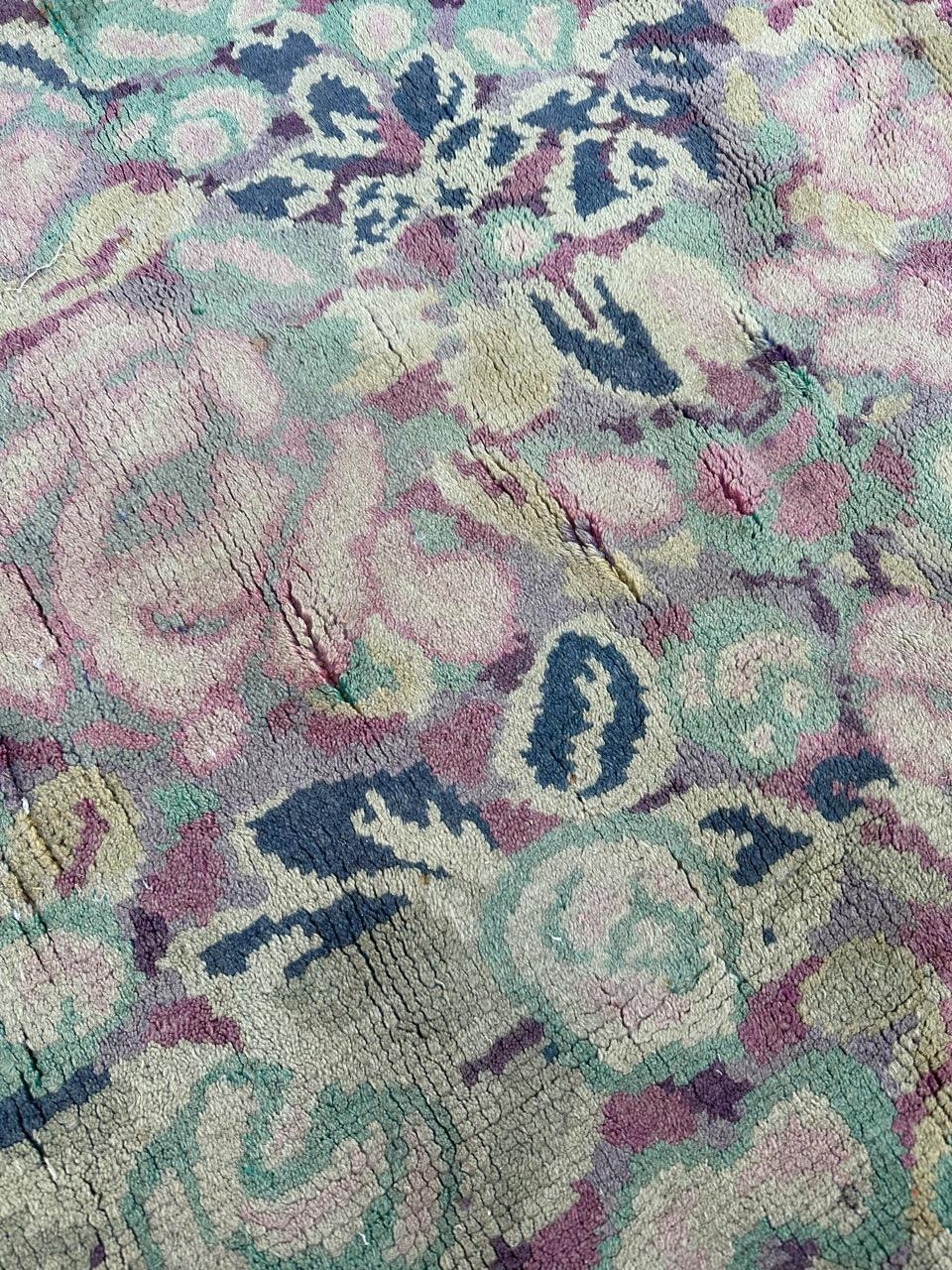 Bobyrug's Hübscher antiker französischer Jugendstil-Teppich (Handgeknüpft) im Angebot