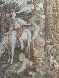 Bonito tapiz Jacquard de estilo Aubusson francés antiguo de Bobyrug