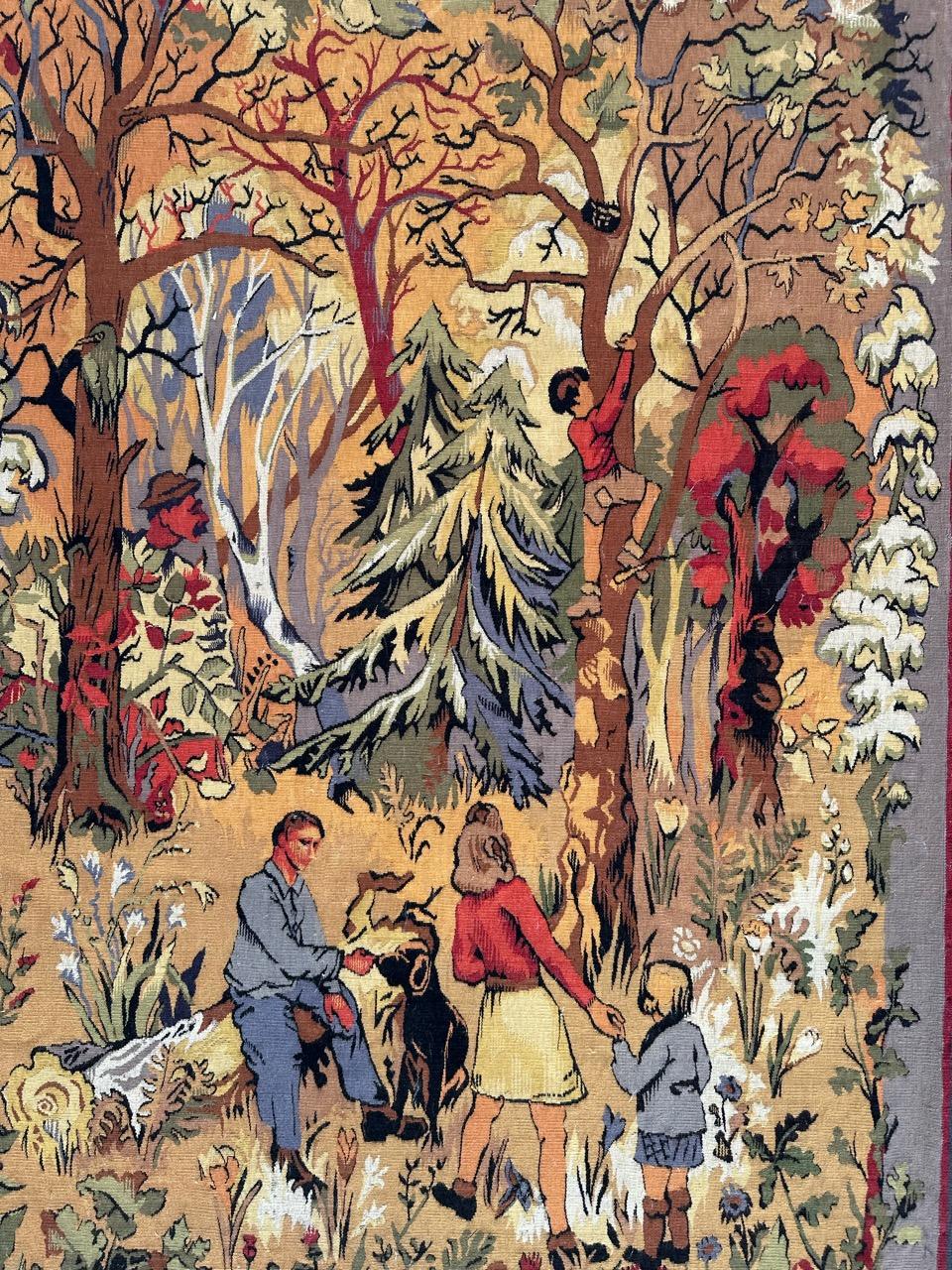Stunning 20th-century tapestry featuring a stylized Art Nouveau and Art Deco design by French artist 