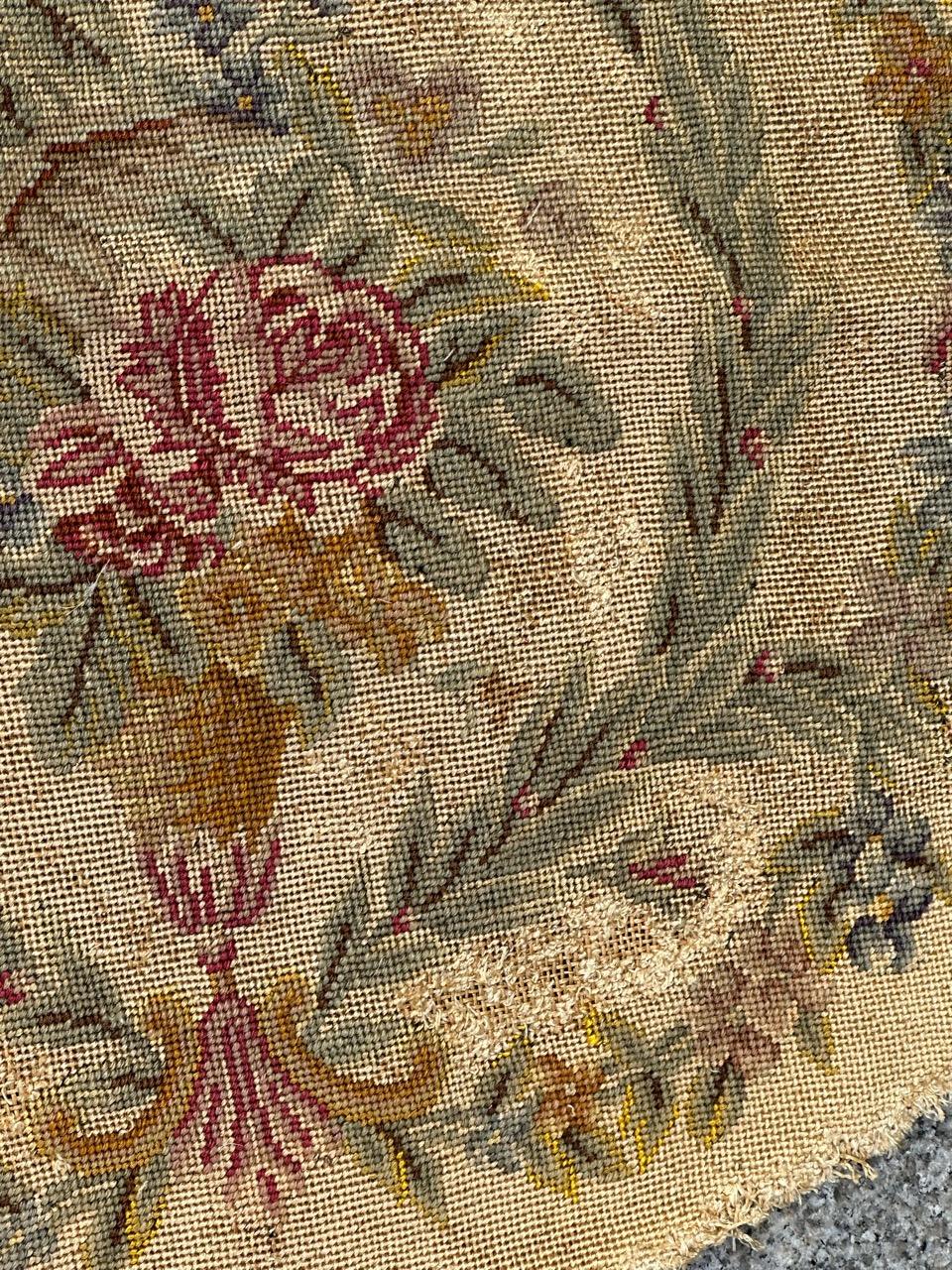 Bobyrug's pretty antique French needlepoint chair cover tapestry  en vente 4