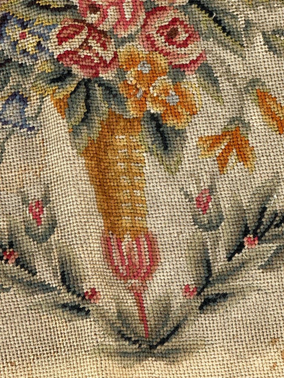 Bobyrug’s pretty antique French needlepoint chair cover tapestry  For Sale 5