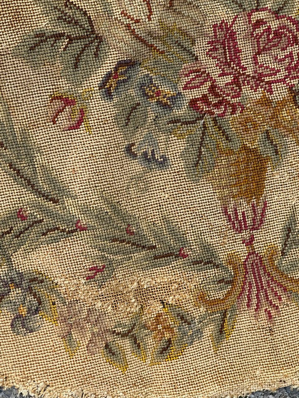 Bobyrug's pretty antique French needlepoint chair cover tapestry  en vente 5
